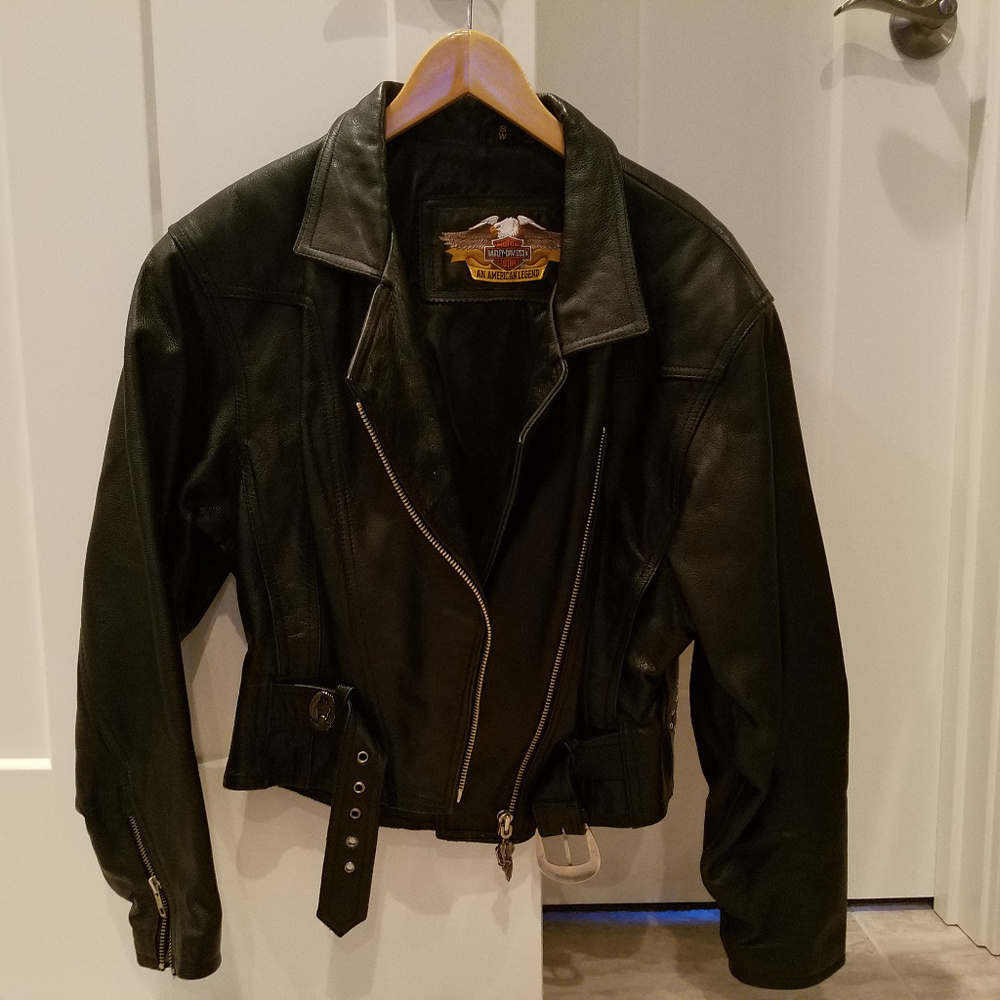 Women's leather motorcycle jacket